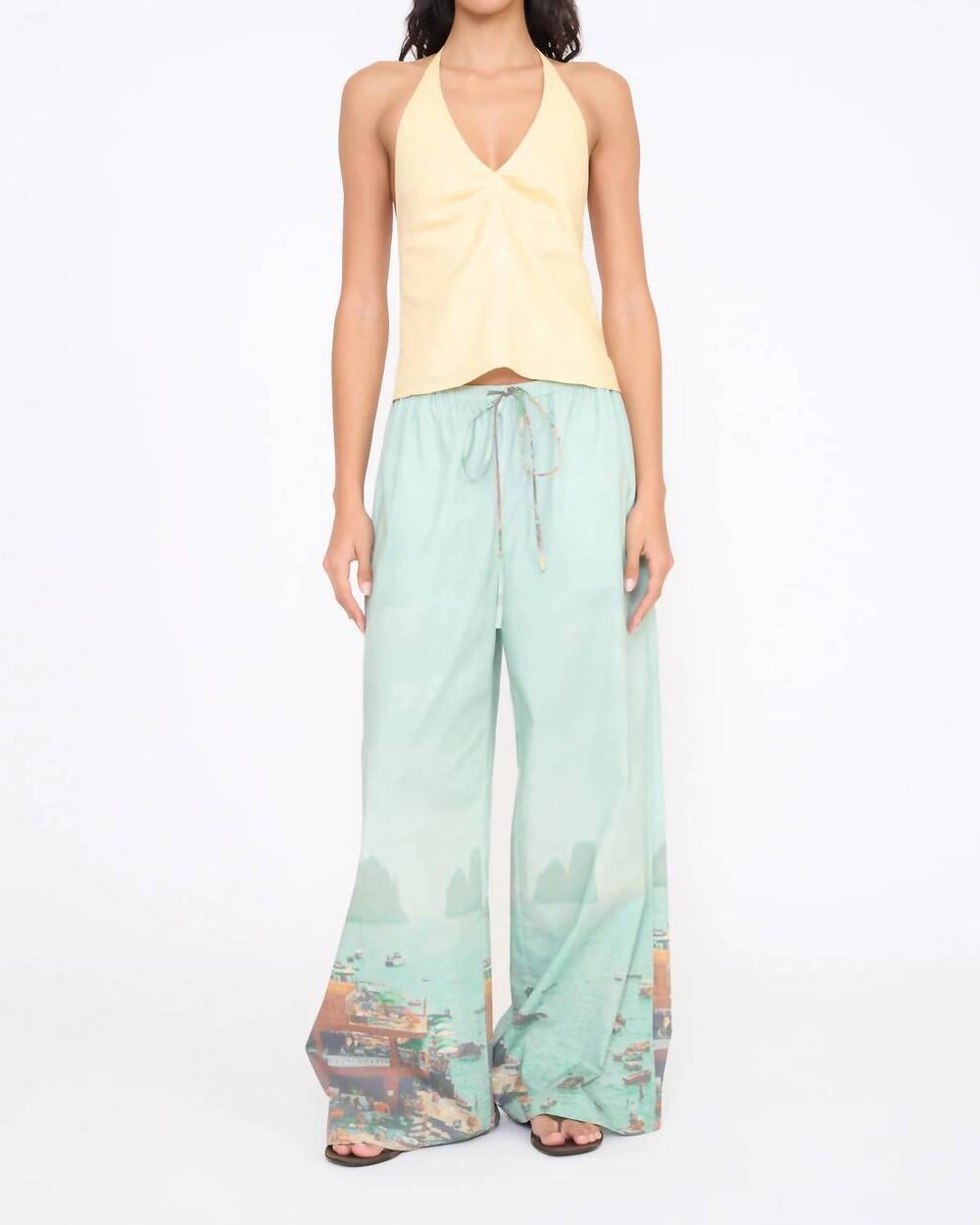 NEW STAUD corso linen top in butter